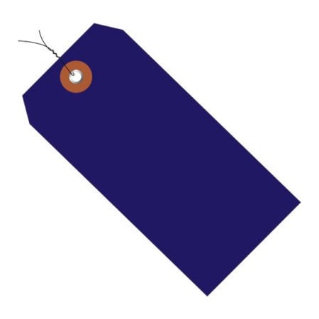 Box Packaging Plastic Shipping Tags, Pre Wired, #8, 6-1/4"L x 3-1/8"W, Blue, 100/Pack G26062W